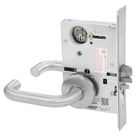 Entrance Or Office Mortise Lock, LS Lever, A Rose, Satin Stainless Steel